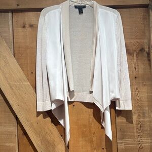 White House Black Market Cream Draped Open-Front Cardigan